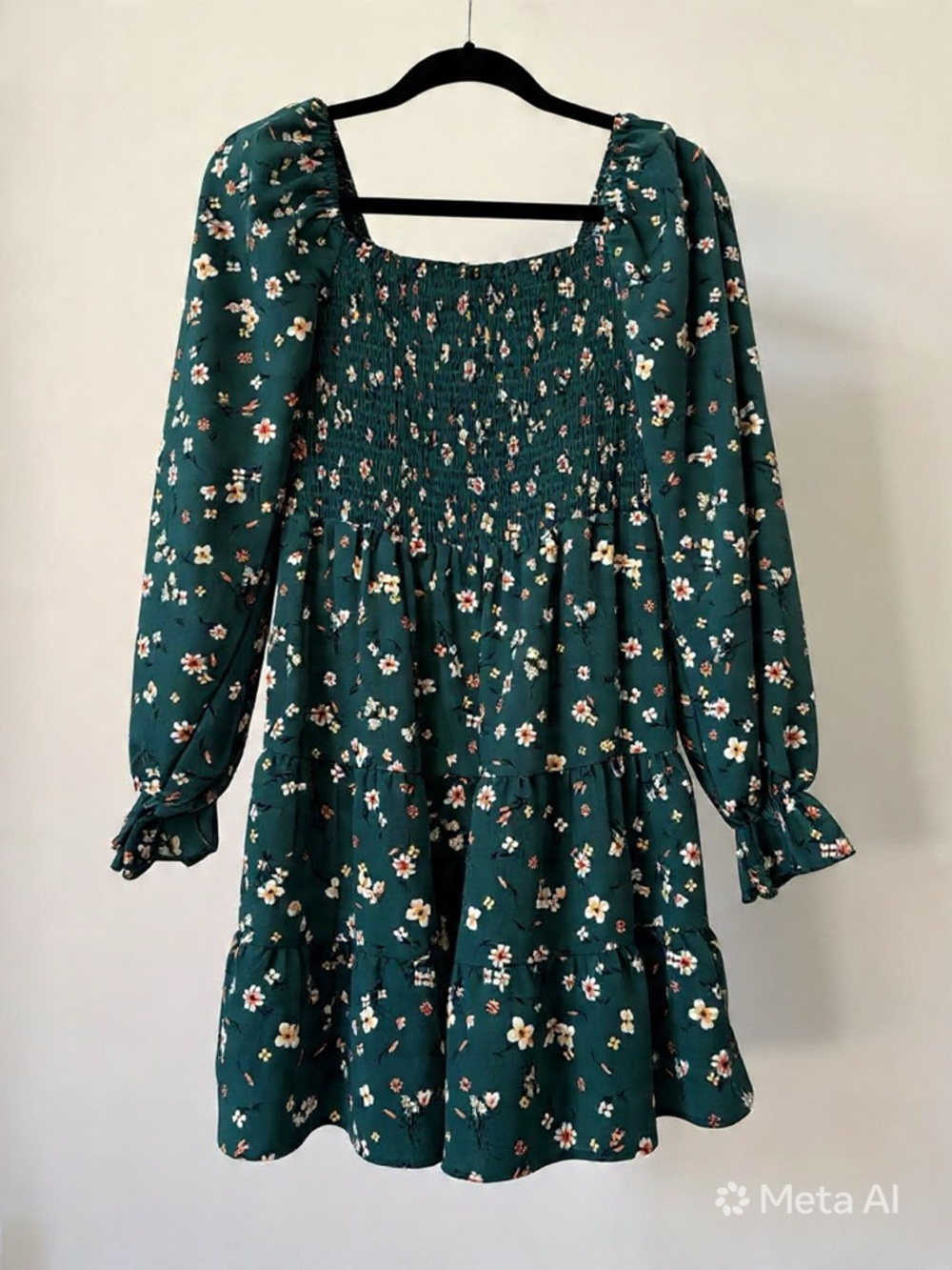 Emerald Bloom Smocked Floral Dress - Picture 2 of 5